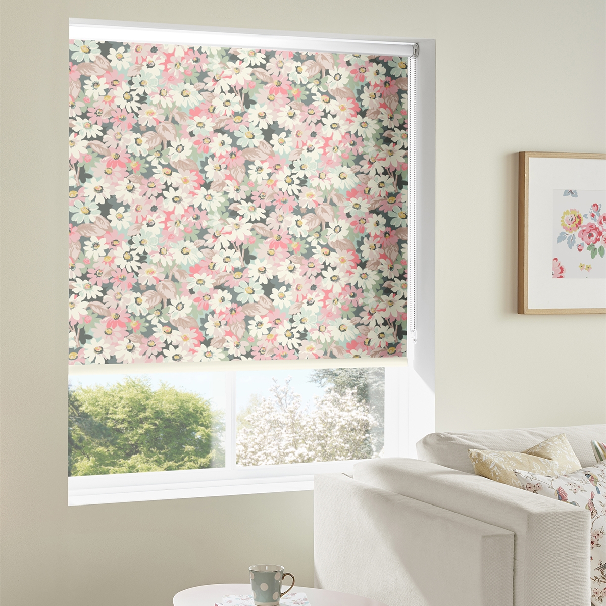 Product photograph of Cath Kidston Painted Daisy Multi Roller Blind from Choice Furniture Superstore.